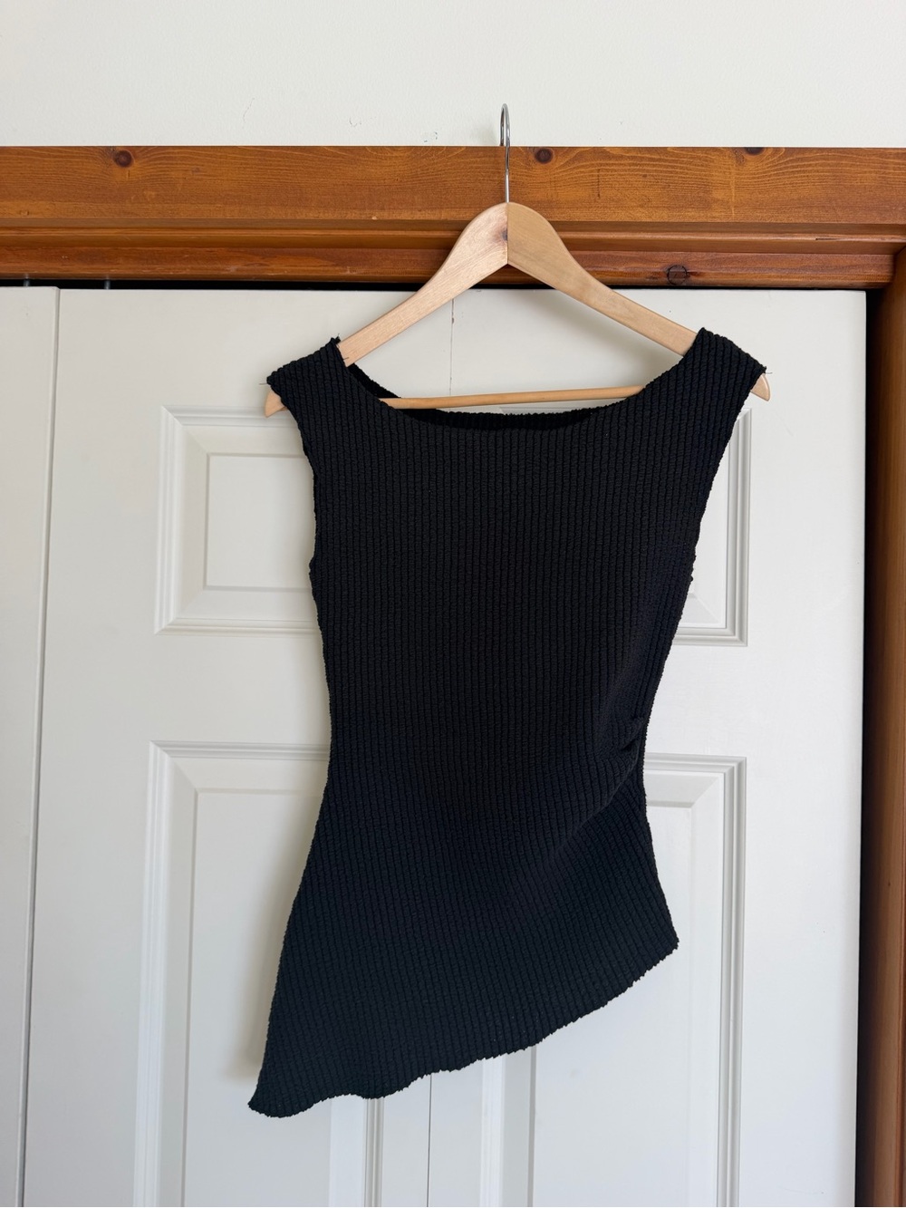 Black ribbed Asymmetrical Women's shirt